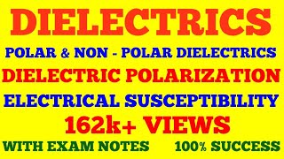 DIELECTRICS  NON POLAR amp POLAR DIELECTRICS  DIELECTRIC POLARIZATION  SUSCEPTIBILITY  WITH NOTES [upl. by Alad827]