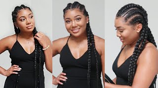 FEED IN BRAIDS 2 Que Prestretched PreCut 28quot Braiding Hair [upl. by Prudy]