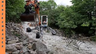 in the fury of the river Spider Excavator Ragno escavatore Menzi Muck at work [upl. by Nimra551]