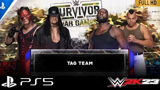 WWE 2K23 Gameplay Brothers of Destruction Vs Omos and Commander Azeez  Survivor war games [upl. by Akcinahs109]