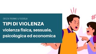 TIPI DI VIOLENZA violenza psicologica violenza fisica sessuale stalking violenza economica [upl. by Ised]