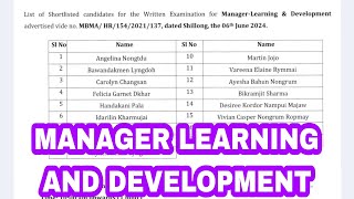 SHORTLISTED CANDIDATES MANAGER LEARNING AND DEVELOPMENT [upl. by Yevreh858]