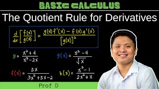 The Quotient Rule for Derivatives  Basic Rules of Derivatives  Basic Calculus [upl. by Ulah]