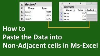 How to Paste the Data into NonAdjacent Cells in MsExcel [upl. by Duhl]