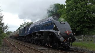 Sir Nigel Gresley taking water at Long Preston on the return S amp C run and passing Clitheroe [upl. by Ykcim]