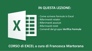 EXCEL tutorial 6 Formule e Riferimenti relativi  assoluti  misti [upl. by Ateuqal]