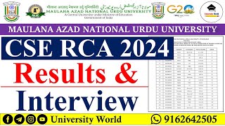 Manuu RCA CSE Entrance Test Results amp Interview Schedule 2024  UniversityWorld [upl. by Circosta106]