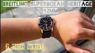 2022 BREITLING SUPEROCEAN ROSE GOLD HERITAGE II 42MM 7 INCH WRIST [upl. by Boycie]