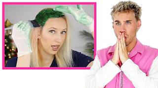 Hairdresser Reacts To Blonde To Green Hair Color Transformations [upl. by Elinet520]