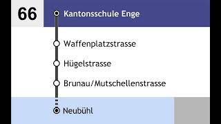 VBZ Ansagen • 66 • Kantonsschule Enge – Morgental – Neubühl Version 2021 [upl. by Holder348]