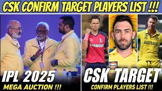 CSK Mega Auction Target Players Confirm List 🔥  IPL 2025 [upl. by Yaresed]