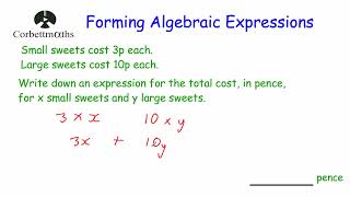 Forming Algebraic Expressions  Corbettmaths [upl. by Jelle55]