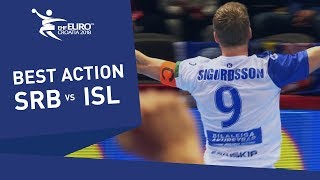 Sigurdsson scores after a 7 metre try  Mens EHF EURO 2018 [upl. by Iatnahs973]