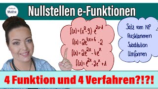 Nullstellen von eFunktion  ÜBERSICHT mit FAST ALLEM und viele BEISPIELE [upl. by Aimit480]