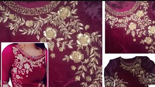 Zardosi work designhand embroidery dabka worksabalibasmakerviral videoyoutube [upl. by Wengert]