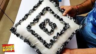 DIY Easy Cushion Covers amp Pillow Covers Cutting and Stitching  How to Make a Ruffle Cushion Covers [upl. by Mcroberts640]