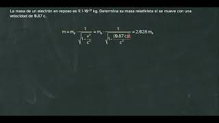 Masa relativista de un electrón que se mueve a velocidad próxima a la de la luz [upl. by Aubreir]