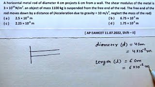 Elasticity  Physics  Class 11  Pyq  mechanical properties of solids A horizontal metalNeetJee [upl. by Asnarepse]