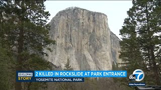 2 killed after rockslide near Yosemite National Park entrance [upl. by Lanevuj]