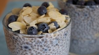 Chia Samen Rezept ❤ Chia Pudding mit Heidelbeeren amp Mandelblättchen ❤ Gesundes Dessert  Frühstück [upl. by Kcinimod]