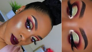 GRWM Hair  Makeup  Cut Crease  Red Lip  Holiday Makeup Tutorial [upl. by Wildermuth465]