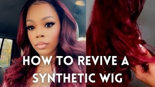 HOW TO REVIVE AND SLAY A SYNTHETIC WIG [upl. by Ahsiruam]