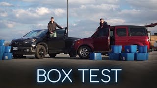 2017 Honda Ridgeline vs 2007 Honda Element BOX TEST  Who Can Fit The Most Boxes [upl. by Balac]