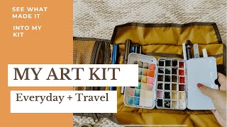 MY TRAVEL ART KIT  Whats in my art bag  My Favorite Art Supplies  On the go Watercolor Travel Kit [upl. by Nylesaj827]