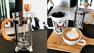 French Press Latte Art  How to Make a Caffé Latte [upl. by Eceinaj671]