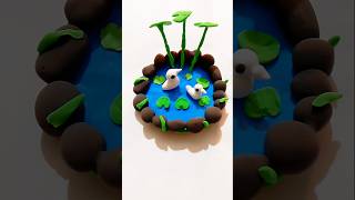 DIY easy clay pondart diy craft viralvideoyoutube youtubeshorts shorts shortvideo [upl. by Aileon900]