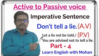 Active to Passive voiceImperative SentenceGrammar LessonLearn English with Mohan Class 121110 [upl. by Laemsi445]