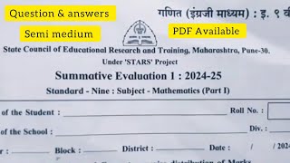 Summative Evaluation 1 202425 Class 9th Math Question Paper and Answers [upl. by Shama]