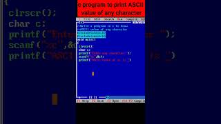 C program to print ASCII value of any character csmarathicoaching [upl. by Tnias]