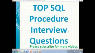 SQL Procedure Interview Questions [upl. by Licha]