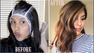 DIY HIGHLIGHTS USING CAP Revlon Frost amp Glow Highlighting Kit [upl. by Youngran]