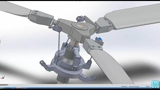 SolidWorks Rotor principal  Bailarina  Main rotor  Swashplate  Helicopter [upl. by Aliekahs]