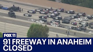 91 freeway in Anaheim closed [upl. by Dumah]