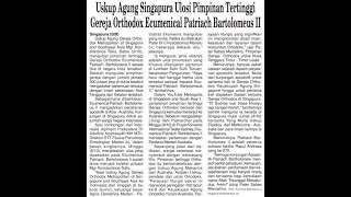 Uskup Agung Singapura Ulosi Pimpinan Tertinggi Gereja Orthodox Ecumenical Patriarch Bartolomeus I [upl. by Asum52]