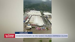 Desbordamiento de río Nance inunda empresa Gildan en Choloma [upl. by Clere]