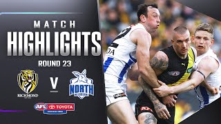 Richmond v North Melbourne Highlights  Round 23 2023  AFL [upl. by Malilliw]