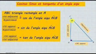 Rapports trigonométriques d’un angle aigu 1ère année اولى ثانوي [upl. by Uah]