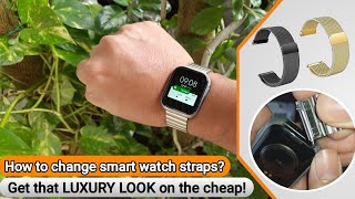 How to Replace Smart watch Strap  Metal Leather Silicone Belt Band Installation guide in English [upl. by Asert800]