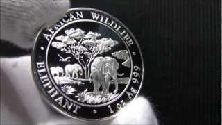 2012 Somalia Elephant 1 Oz Silver coin  African Wildlife 100 Shillings [upl. by Ivzt298]