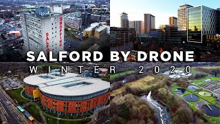 Salford By Drone  Greater Manchester UK HD [upl. by Atineg936]