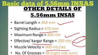 Basic data of 556mm INSAS Complete details about 556mm INSAS all about 556mm INSAS Rifle [upl. by Zicarelli188]