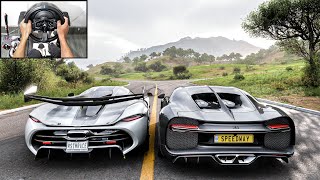 Bugatti Chiron amp Koenigsegg Jesko  Forza Horizon 5  Thrustmaster T300RS Gameplay [upl. by Alaham817]