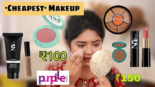 😱Trying Cheapest Makeup From Purplle 🔥 UNDER Rs 300  SimplyMyStyle Unni [upl. by Pinebrook]