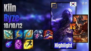 Kiin Top Ryze vs Rumble lol KR solo rank Highlight 1417 [upl. by Ehcrop314]