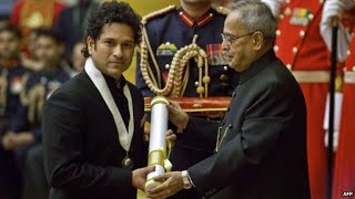 President Mukherjee presents Bharat Ratna to Shri Sachin Tendulkar and Prof C N R Rao [upl. by Camellia]