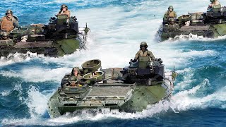 Massive Amount of US Assault Amphibious Vehicles Invade Beach During Large Scale Exercise [upl. by Ykciv694]